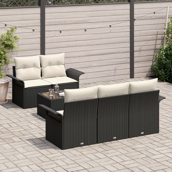 Soffset med kudde 6 pcs Svart konstrotting