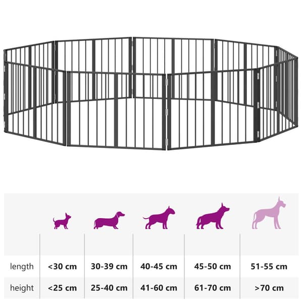 Hundgrind 10 pcs Svart 80 x 60 cm Galvaniserat Stål