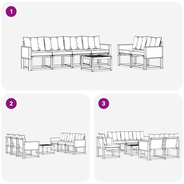 Utomhussoffset med kudde 7 pcs Naturlig och Grädde