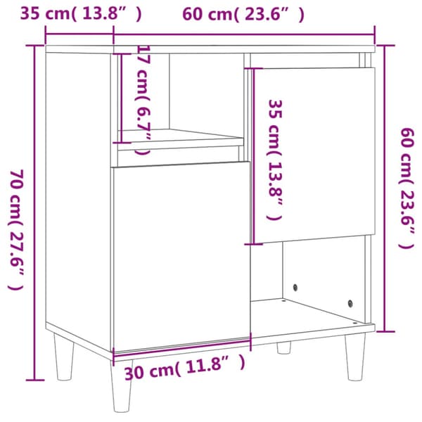 Byrå vit 60x35x70 cm konstruerat trä