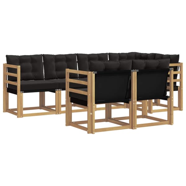 Utomhussoffset med kudde 7 pcs Vit och svart