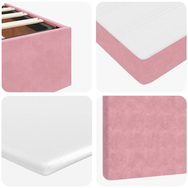 Ottoman sängram med madrasser rosa 80x200 cm sammet
