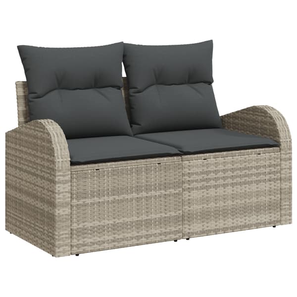 Soffset med kudde Ljusgrå Poly Rattan