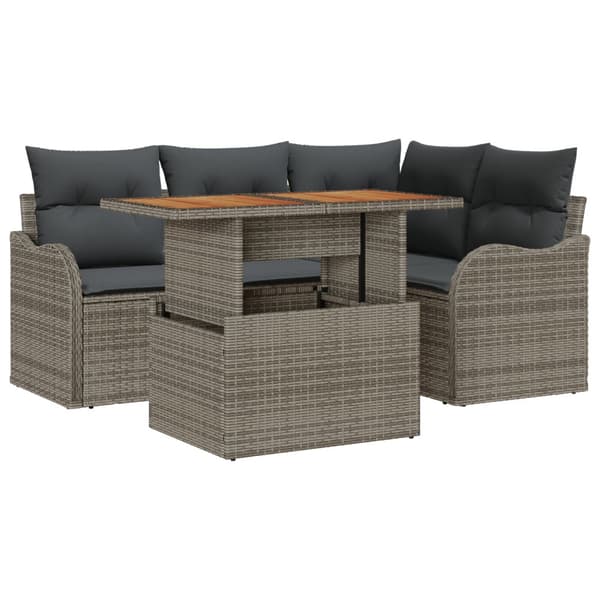 Trädgårdsoffset med lagring 5 pcs Grå Poly rattan