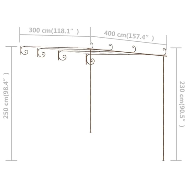 Pergola antikbrun 4x3x2,5 m järn