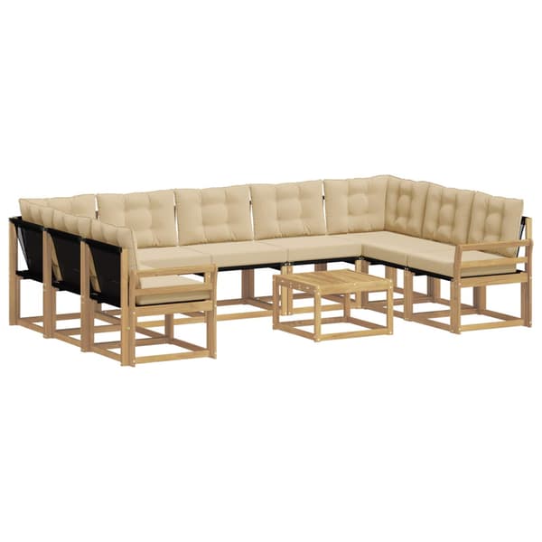 Utomhussoffset med kudde 10 pcs Vit och Beige