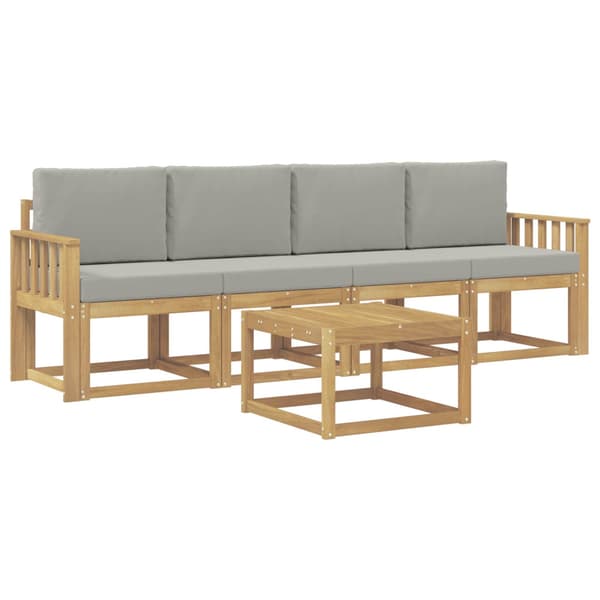 Utomhussoffset 5 pcs Vit och ljusgrå 59 x 59 x 37 cm Polyester
