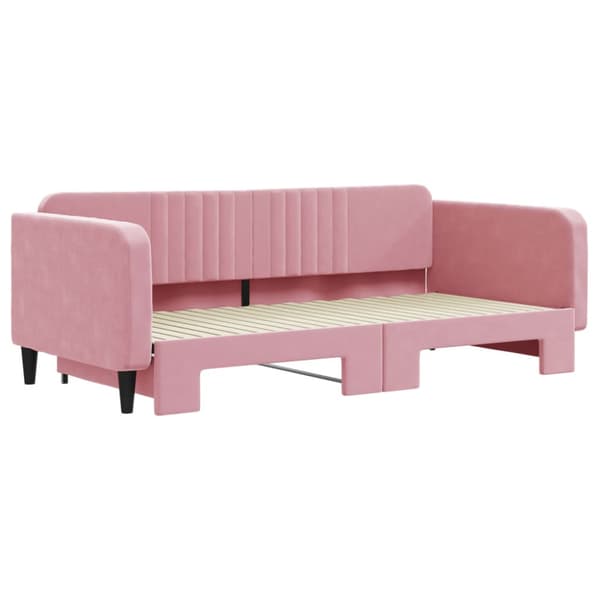 Dagbädd utdragbar rosa 100x200 cm sammet