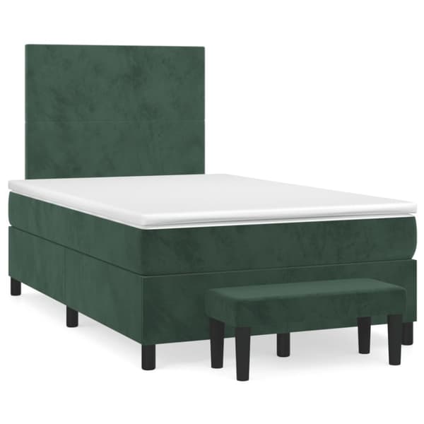 Ramsäng med madrass mörkgrön 120x190 cm sammet