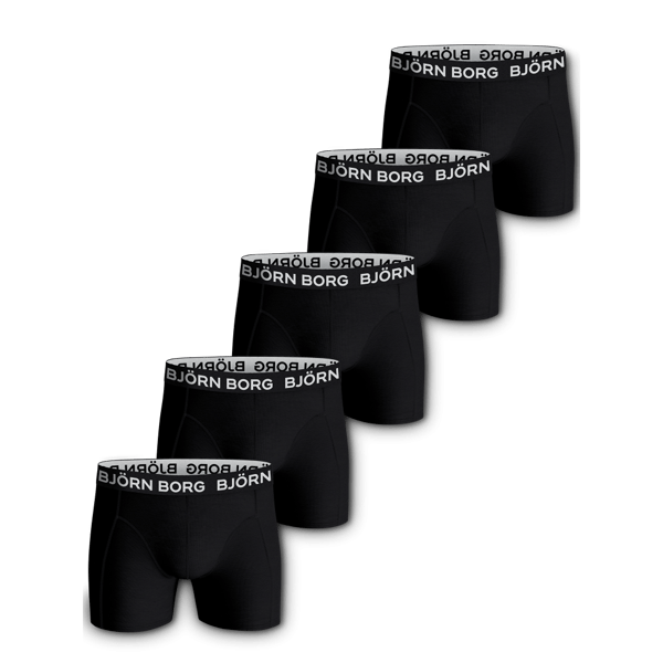 Boxer Solid 5-p Underwear Black Male