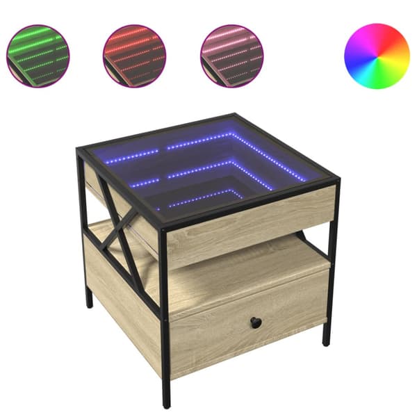 Soffbord med Infinity LEDs sonoma-ek 50x50x51 cm