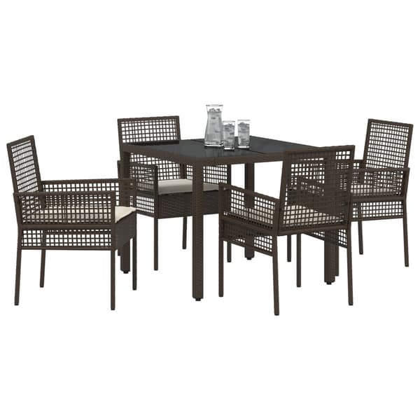 Trädgårdsmöbelset 5 pcs Brun konstrotting