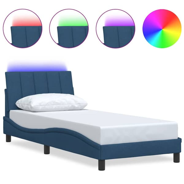 Bed Frame without Mattress "Hanko" Blue 90x190cm Fabric