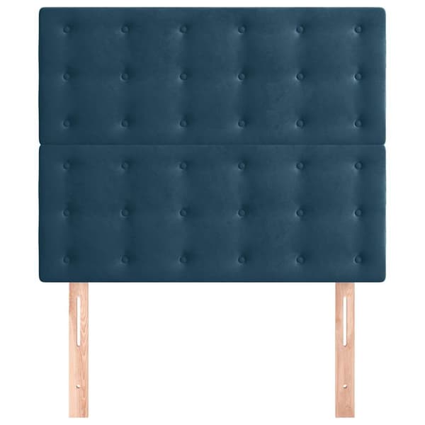 Sänggavel mörkblå 90x5x118/128 cm sammet