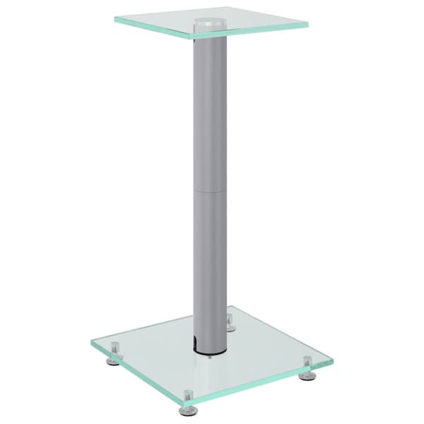 Högtalarstativ 2 st härdat glas 1-pelardesign silver