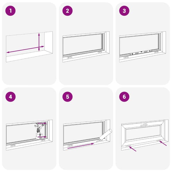 Källarfönster RISOR 110 x 40 cm PVC och glas Vit