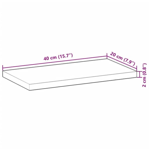 Bordsskiva 40x20x2 cm rektangulär massiv akacia
