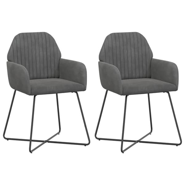 Matstolar 2 pcs Sammet Mörkgrå 55 x 50 x 84 cm