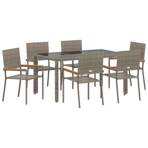 Trädgårdsmöbelset 7 pcs Grå konstrotting