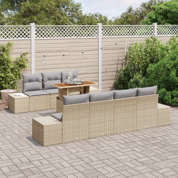 Trädgårdsoffset med lagring 8 pcs Beige Poly rattan