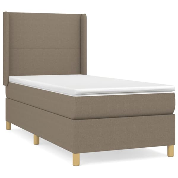 Ramsäng med madrass taupe 90x200 cm tyg