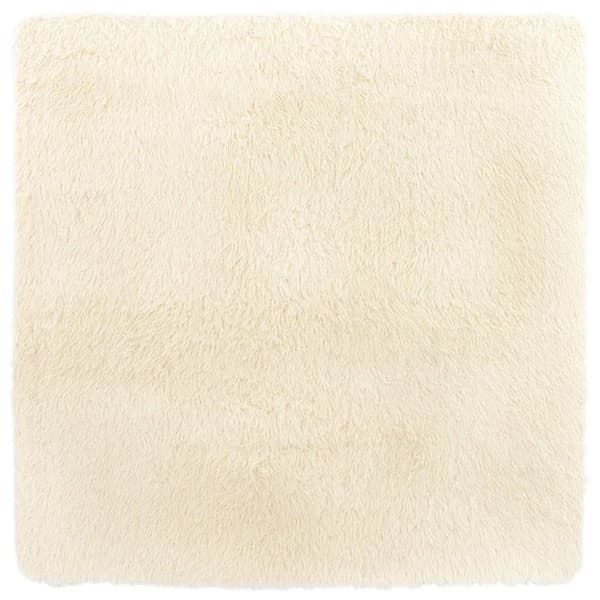Ryamatta med lång lugg NAVARRA gräddvit 120x120 cm polyester