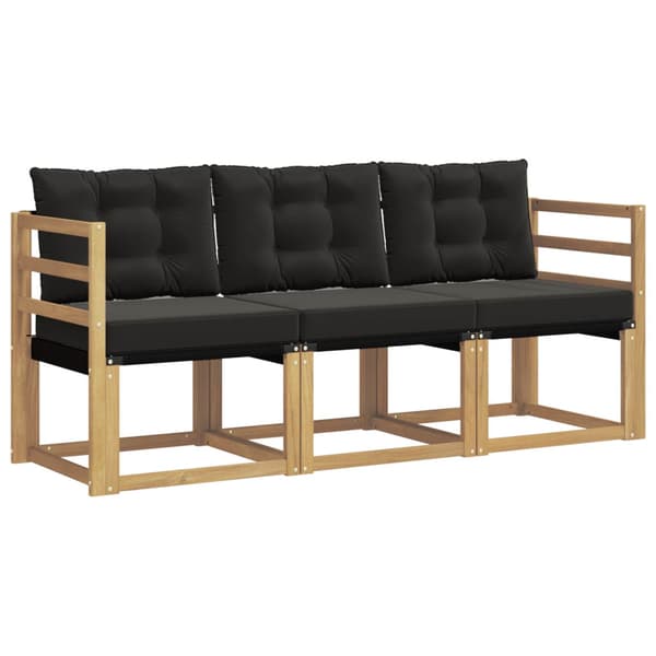 Utomhussoffset med kudde 3 pcs Vit och svart