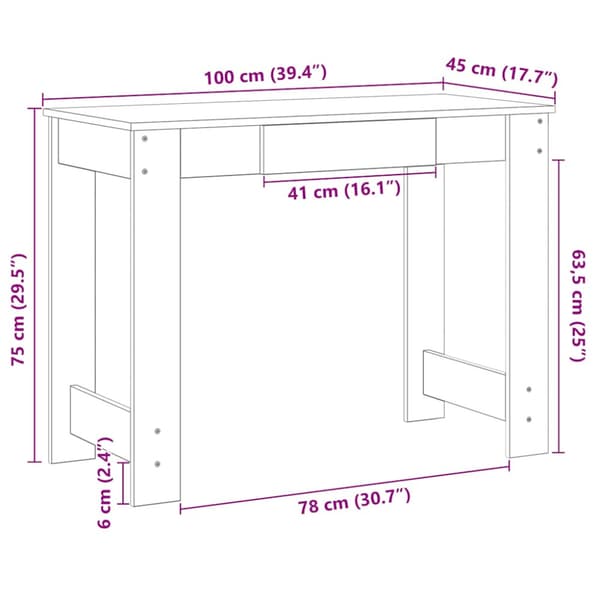 Skrivbord vit 100x45x75 cm konstruerat trä