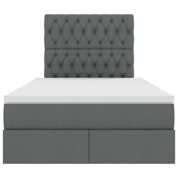 Förvaringssäng med LED med led Mörkgrå 120 x 190 cm Polyester