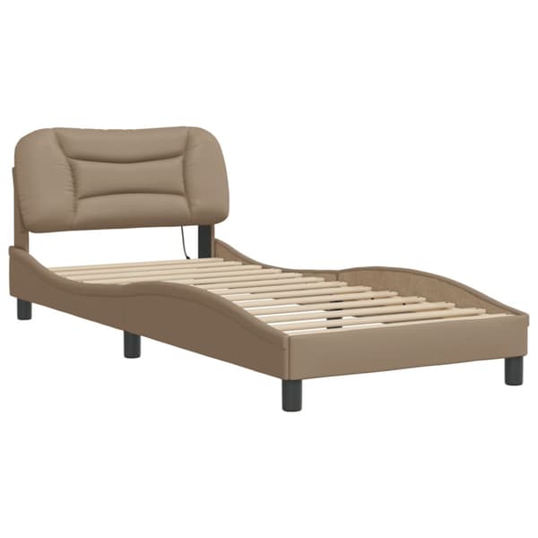 Bed Frame with LED without Mattress "Hvar" Cappuccino 80x200 cm