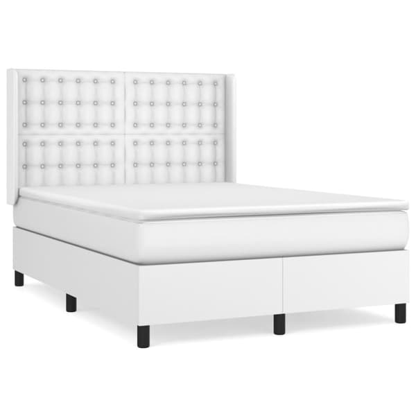 Ramsäng med madrass vit 140x190 cm konstläder