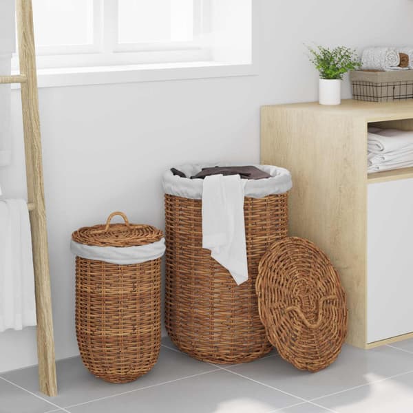Tvättkorg 2 pcs Brun Kubu Rattan