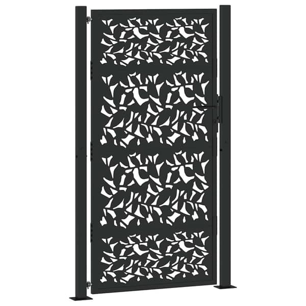 Trädgårdsgrind svart 100x175 cm stålbladsdesign