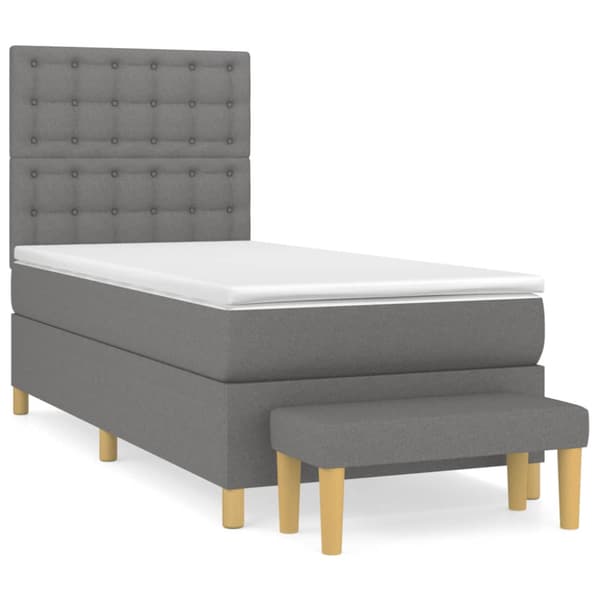 Ramsäng med madrass mörkgrå 100x200 cm tyg