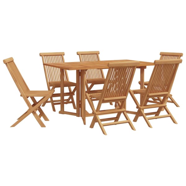 Trädgårdsmöbelset 7 pcs Brun Massivt teakträ