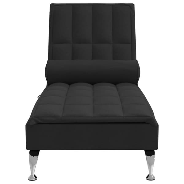 Massageschäslong med bolster svart tyg