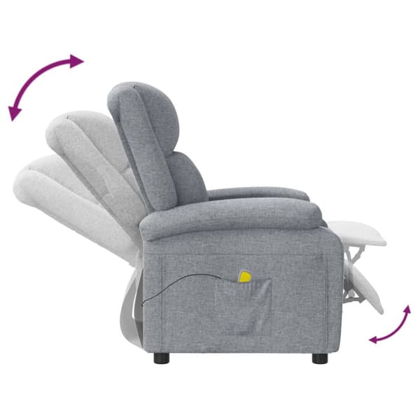 Massagefåtölj ljusgrå tyg