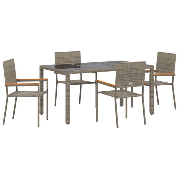 Trädgårdsmöbelset 5 pcs Grå konstrotting