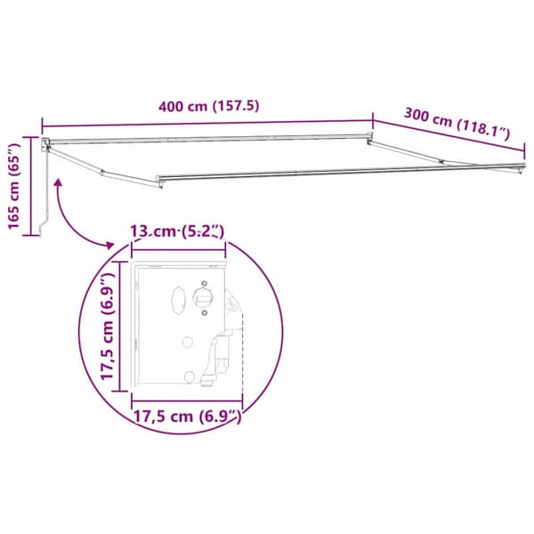 Utdragbar markisram Vit 400 × 300 cm Aluminium