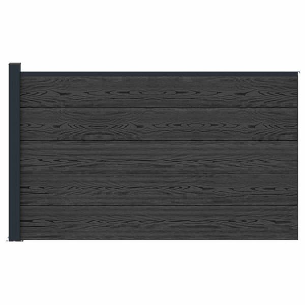 Stängselpanel WPC och aluminium Svart