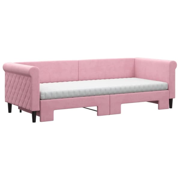 Dagbädd utdragbar med madrasser rosa 80x200 cm sammet