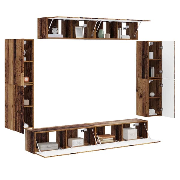 TV-skåp 8 pcs Gammalt trä