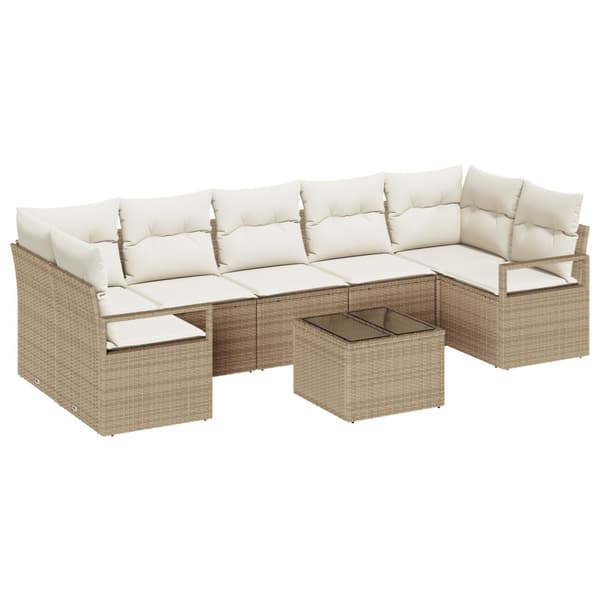 Soffset 8 pcs Beige och gräddfärgad konstrotting