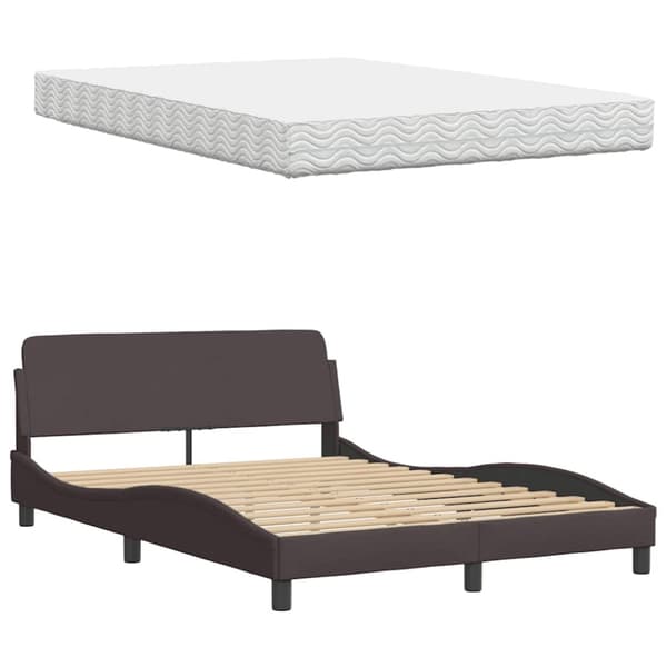 Bed with Mattress "Hanko" Dark Brown 120x200 cm Fabric
