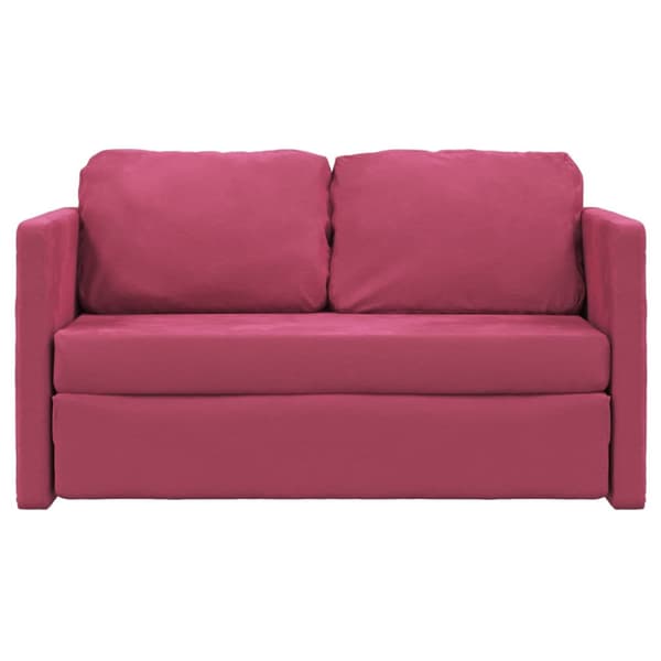Golvbäddsoffa 2-i-1 vinröd 122x204x55 cm sammet
