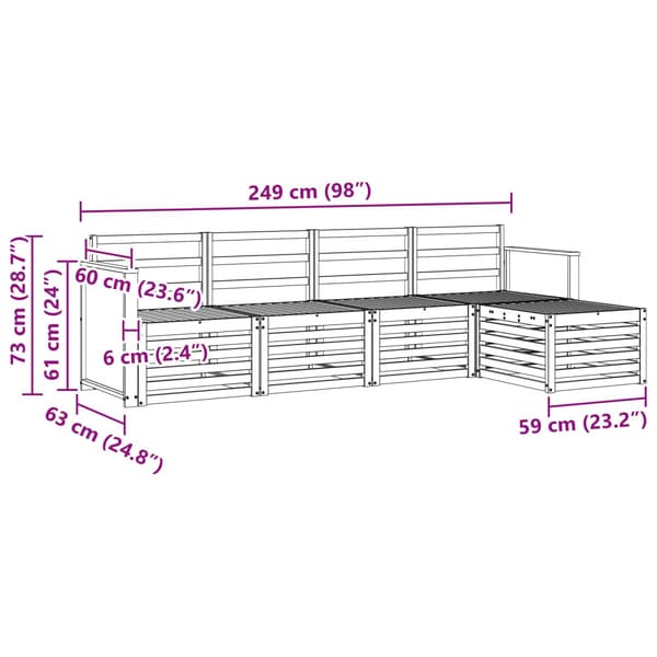 Utomhussoffset 5 pcs Naturlig
