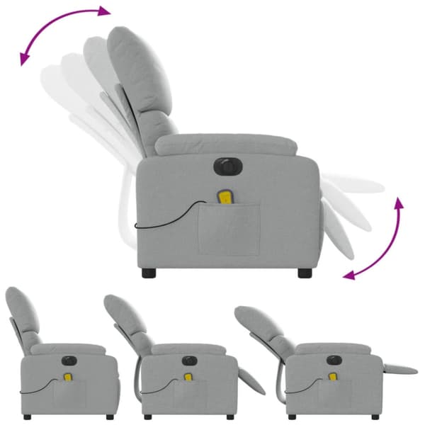 Elektrisk massagefåtölj ljusgrå tyg