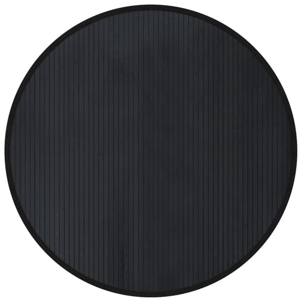Matta rund svart 100 cm bambu