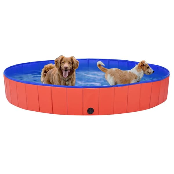 Hopfällbar hundpool röd 200x30 cm PVC