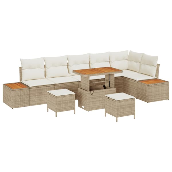 Trädgårdsoffset 9 pcs Beige konstrotting